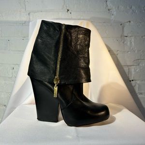 Black Leather Folded Booties!